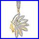 0.60Ct Simulated Diamond 14K Yellow Gold Fn Native American Indian Pendant 1.30