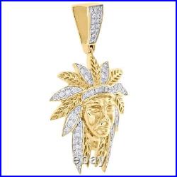 0.75 Ct Simulated Diamond 14k Yellow Gold Over Native American Indian Pendant 2