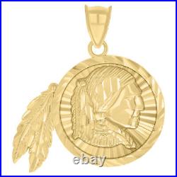 10kt Yellow Gold Native American Indian Chief Fashion Charm Pendant