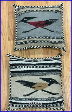 12x12 Set of Pillows Southwest Mexican Vintage Hand Woven Wool Cleaned