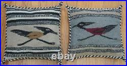 12x12 Set of Pillows Southwest Mexican Vintage Hand Woven Wool Cleaned