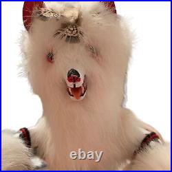 14 Native American White Wolf Kachina Signed A Ashley Leather Fur Feathers READ