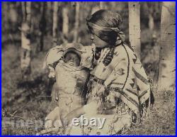 1900/72 EDWARD CURTIS Folio NATIVE AMERICAN INDIAN Assiniboine Mother Baby Photo