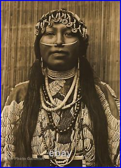 1900/72 EDWARD CURTIS Folio Native American Indian Wishram Girl Nose Bone 16X20