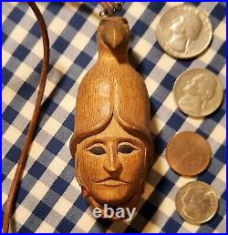 1930s TLINGIT cedar wood totem pole pendant carving haida native american indian