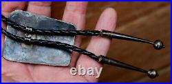 1950's Old Pawn Navajo Handmade Sterling Silver & Brown Jasper Stone Bolo Tie