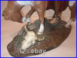 1970 R. J. Moore Chalkware Sculpture Native American Indian and horse apro 15