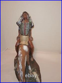 1970 R. J. Moore Chalkware Sculpture Native American Indian and horse apro 15