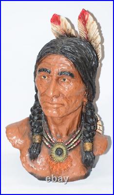 1972 INDIAN Native American Chief Bust Signed V Kendrick Universal Statuary Corp