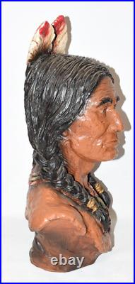 1972 INDIAN Native American Chief Bust Signed V Kendrick Universal Statuary Corp