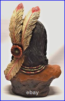 1972 INDIAN Native American Chief Bust Signed V Kendrick Universal Statuary Corp