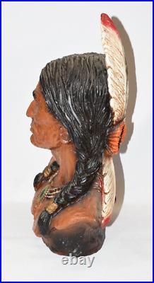 1972 INDIAN Native American Chief Bust Signed V Kendrick Universal Statuary Corp