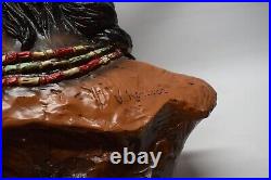 1972 INDIAN Native American Chief Bust Signed V Kendrick Universal Statuary Corp