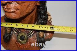 1972 INDIAN Native American Chief Bust Signed V Kendrick Universal Statuary Corp