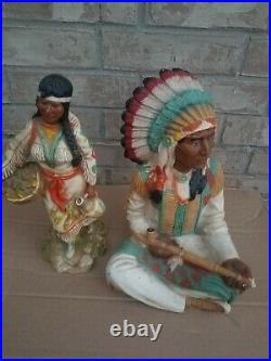 1980 Universal Statuary Native American Indian Chief & Girl? Signed & Numbered