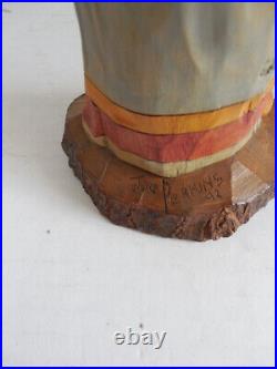 1992 Wood Carving Standing Native American Indian Sculpture JOE PERKINS 9 1/4
