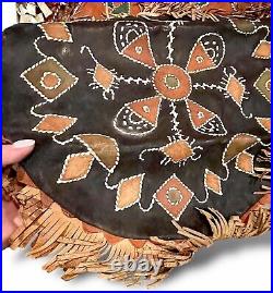 2 NATIVE AMERICAN Handmade Leather Snake Cushion Pillow Covers Fringe Scorpions