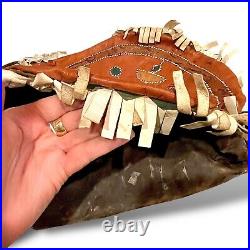 2 NATIVE AMERICAN Handmade Leather Snake Cushion Pillow Covers Fringe Scorpions