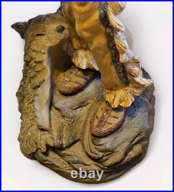 24 Native American Indian resin Statue withPelt Wolf Eagle Knife Hunter Warrior
