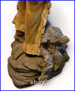 24 Native American Indian resin Statue withPelt Wolf Eagle Knife Hunter Warrior