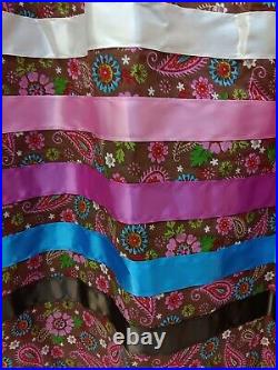 2xl Homemade Brown Flower Des. Cotton Native American Indian Ribbon Dance Skirt