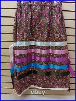 2xl Homemade Brown Flower Des. Cotton Native American Indian Ribbon Dance Skirt
