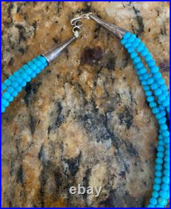 4 Strand Turquoise and Coral Beaded Necklace w Signed Dina Huntinghorse Pendant