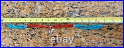 4 Strand Turquoise and Coral Beaded Necklace w Signed Dina Huntinghorse Pendant
