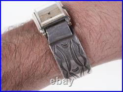 6.625 30's-40's Heavy Stamped Navajo Silver watch cuff bracelet