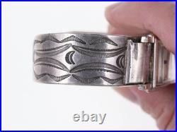 6.625 30's-40's Heavy Stamped Navajo Silver watch cuff bracelet