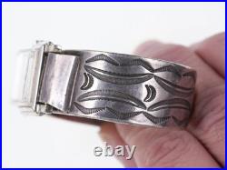 6.625 30's-40's Heavy Stamped Navajo Silver watch cuff bracelet