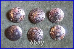 6 Vintage Navajo Silver Coin buttons-approx 1 -great designs-quarter size (5)