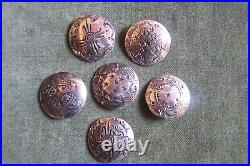 6 Vintage Navajo Silver Coin buttons-approx 1 -great designs-quarter size (5)