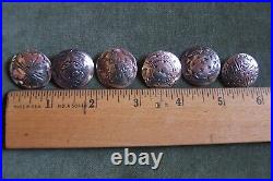 6 Vintage Navajo Silver Coin buttons-approx 1 -great designs-quarter size (5)