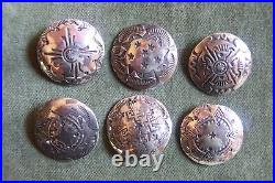 6 Vintage Navajo Silver Coin buttons-approx 1 -great designs-quarter size (5)