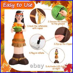 6Ft Thanksgiving Harvest Native American Inflatable Outdoor Decorations Indian M