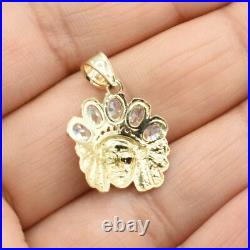7/8 Mini Native American Indian All White CZ Pendant Solid 10K Yellow Gold