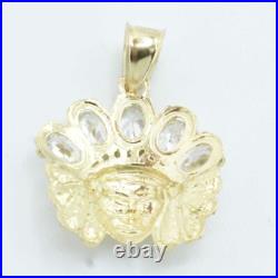 7/8 Mini Native American Indian All White CZ Pendant Solid 10K Yellow Gold