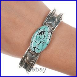 7 AJ Navajo silver and turquoise cuff bracelet