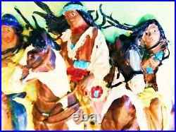 7 Figure Native American Women Horse Western Plaque Chalkware Art Wall Hanging