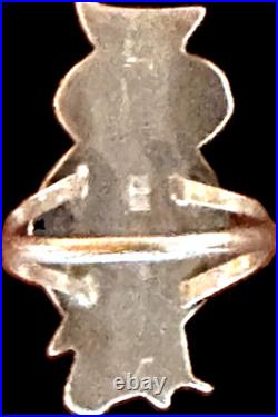 70s ZUNI INLAY 3 Owl Sterling BRACELET + RING Turquoise Coral Onyx INLAID Sweet