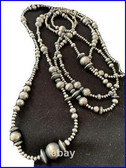 80 Long Navajo Pearls Native American Sterling Silver Mixed Bead Necklace Gift