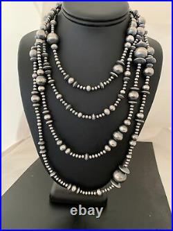 80 Long Navajo Pearls Native American Sterling Silver Mixed Bead Necklace Gift