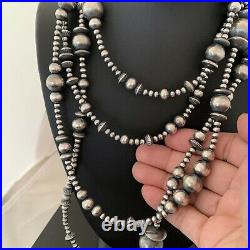 80 Long Navajo Pearls Native American Sterling Silver Mixed Bead Necklace Gift