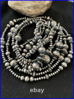 80 Long Navajo Pearls Native American Sterling Silver Mixed Bead Necklace Gift