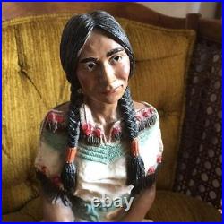 80S Native American Indian Woman Figurine Vintage Arizona