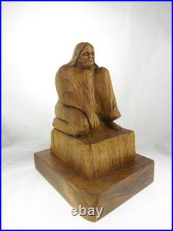 9 R. C. F. Niwot Vintage 1999 Native American Woman Wood Carving Statue