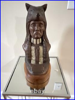 ANTIQUE NATIVE AMERICAN INDIAN H/MADE POTTERY HUGE STATUE? UNCONQUERED Darnel