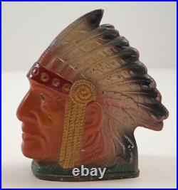 ANTIQUE NATIVE AMERICAN SPELTER PENNY STILL BANK Ca. 1940's MONTANA AMERICANA