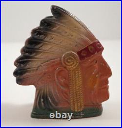 ANTIQUE NATIVE AMERICAN SPELTER PENNY STILL BANK Ca. 1940's MONTANA AMERICANA